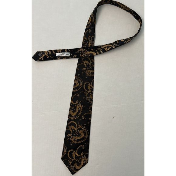 Dolce & Gabbana Cravatte Mens Tie 100% Silk Black/Gold Made In Italy $140 - Picture 2 of 9